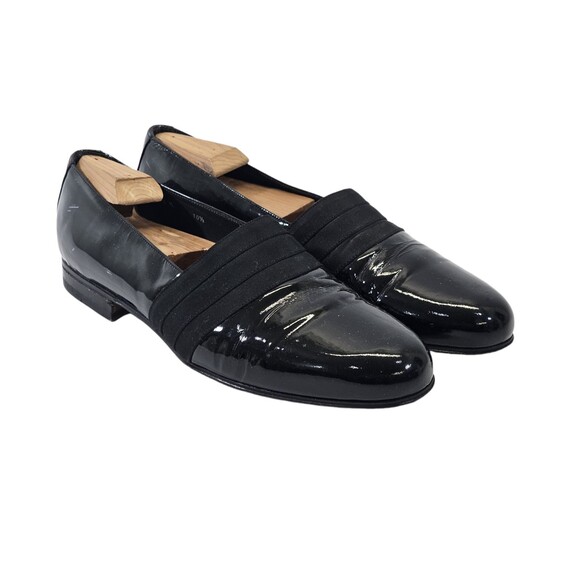 SLV Men's 10.5 Bruno Magli Italian Tuxedo Patent Leather Padus Loafers Shoes GUC - Picture 1 of 14